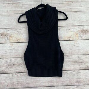 One Teaspoon Rib Knit Turtleneck‎ Racerback Sweater Women's Size Small Black